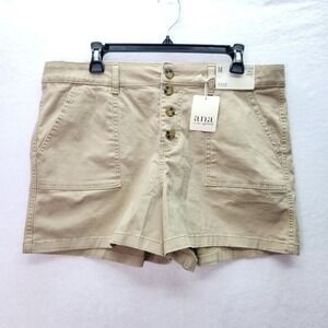 a.n.a High‎ Rise Twill Shorts Womens 14 Button Fly Gold Dust Cargo Shorts Casual